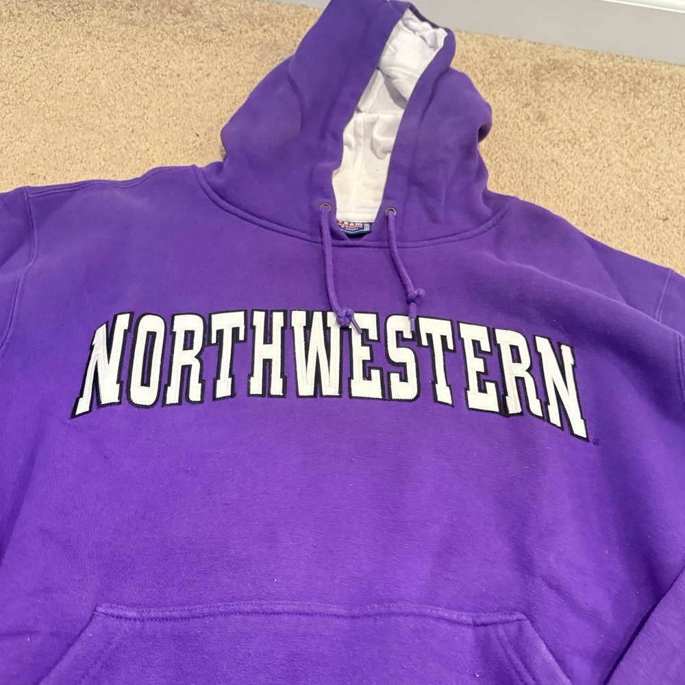 Vintage Northwestern University Wildcats Hoodie Size XL Purple College Y2K NCAA - Picture 3 of 7